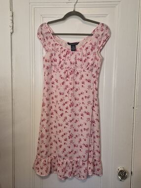 True Vintage Y2K Jonathan Martin Digital Floral Midi Dress Peasant Neckline